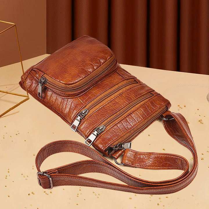 Vintage PU Leather Crossbody Messenger Bag – Women’s Multi Pocket Shoulder Bag