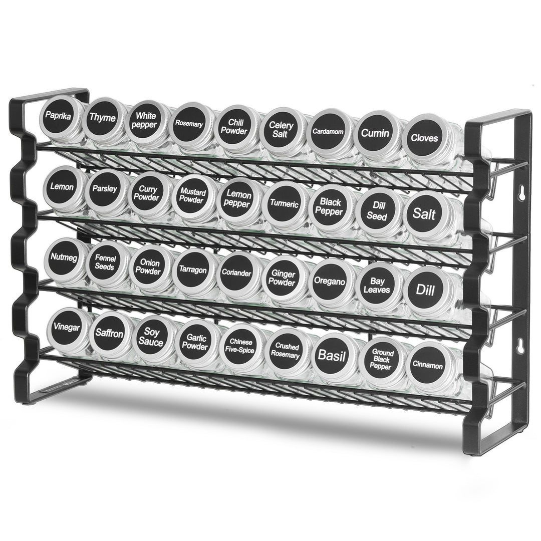 Large Spice Rack Organizer — 23×16in Cabinet & Countertop Seasoning Organizer (Black)
