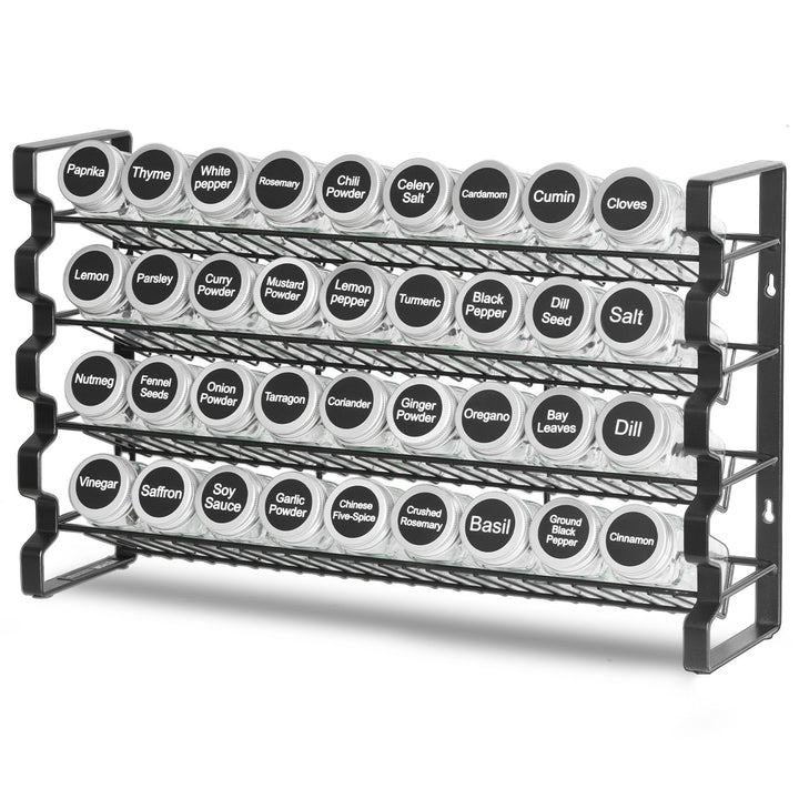 Large Spice Rack Organizer — 23×16in Cabinet & Countertop Seasoning Organizer (Black)