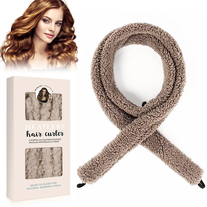 Satin Heatless Hair Curler — Overnight DIY Soft Wave Curls for All Hair Types (Coffee/Light Brown)