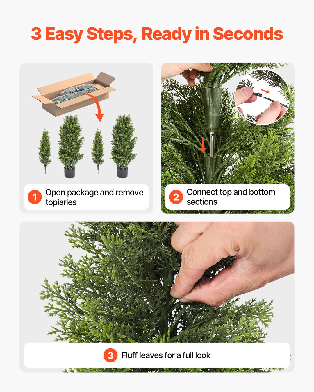 Artificial Cedar Topiary Trees — 48in Faux Pine Shrubs, Set of 2, UV-Resistant for Front Porch, Patio, Garden & Indoor Décor