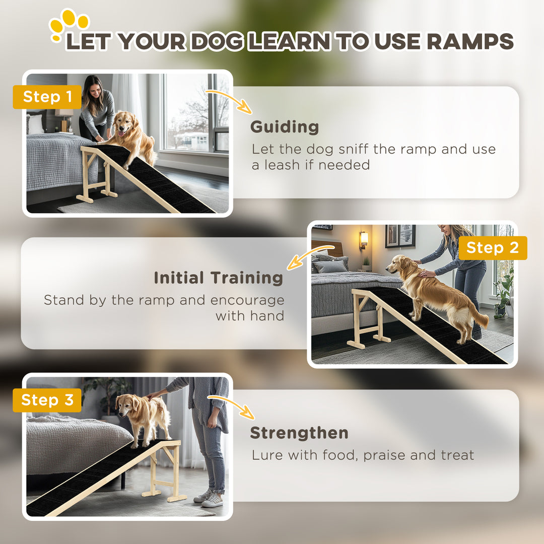 Wooden Pet Ramp for Dogs & Cats – Anti-Slip Carpet Pet Stair Ramp