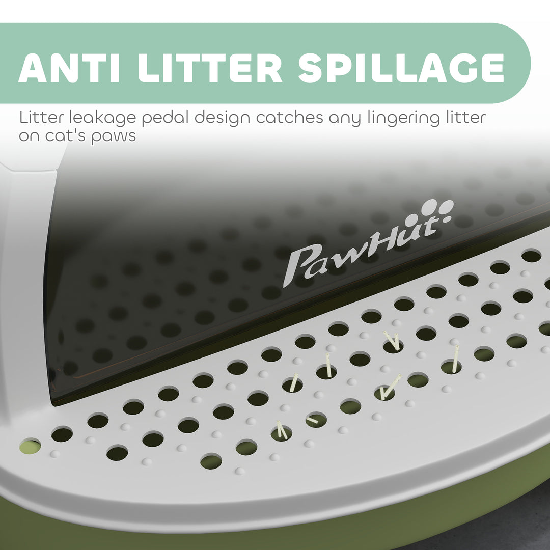 Covered Cat Litter Box with Lid, Scoop, Deodorizing Bags for Odor Control, Privacy, Easy to Clean, Green