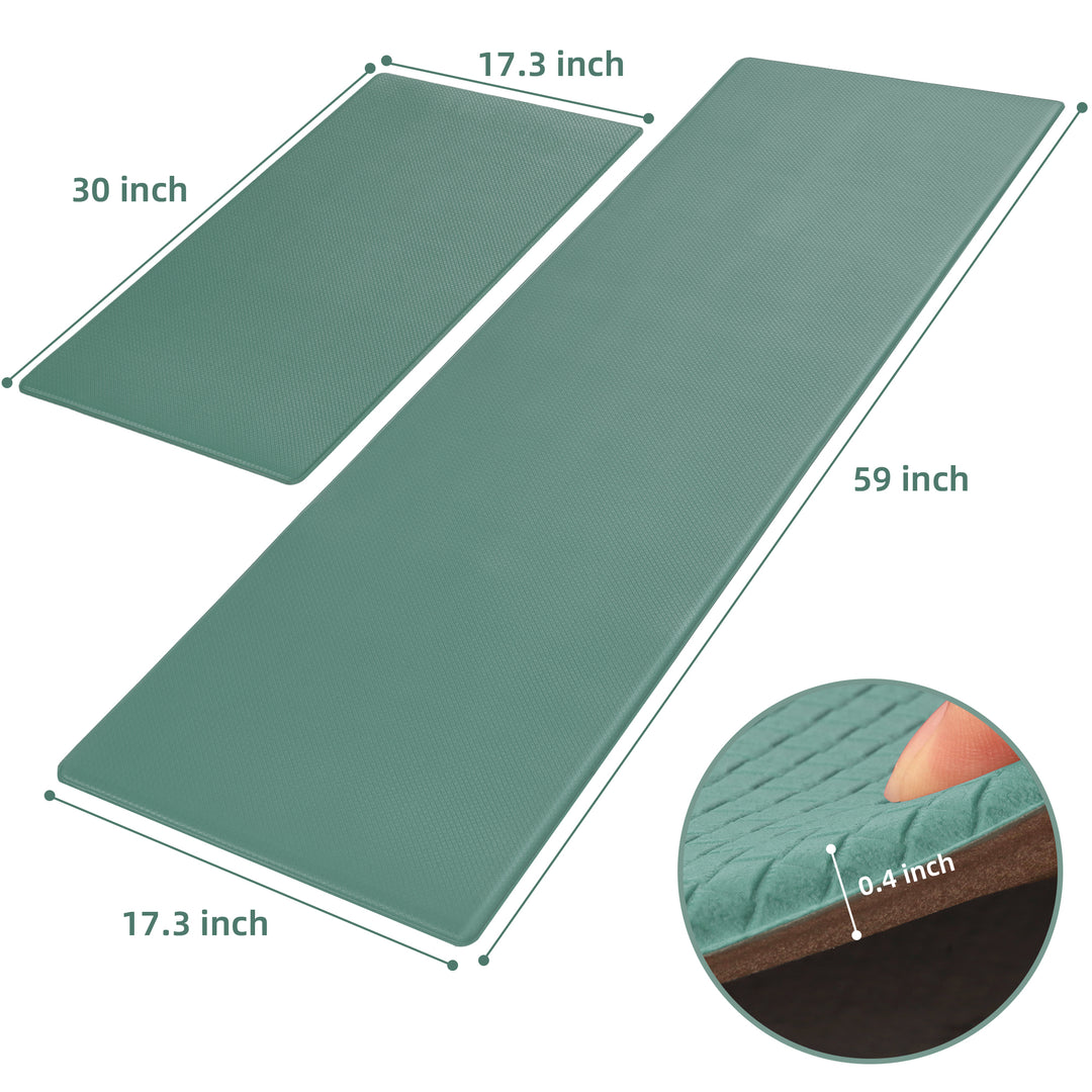 Kitchen Floor Mat 2-Piece Set — Non-Slip, Waterproof & Easy-Scrub Anti-Fatigue Mats for Home Kitchen (Brown)