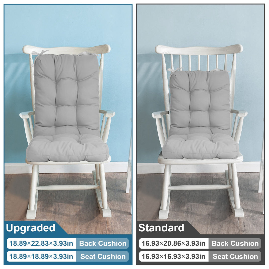 2-Piece Waterproof Rocking Chair Cushion Set — Oxford Cloth, Non-Slip Ties, Seat & Back Pad for Indoor & Outdoor Use (9 Colours)