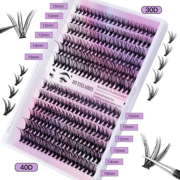 240 Segmented Lash Clusters — 12 Rows Mixed 30D + 40D for DIY Lash Extensions