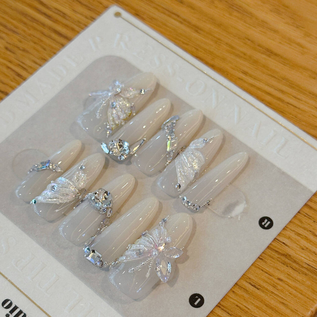 3D Fairy Light Luxury Handmade Press-On Nails — 4 Shapes: Prolate Ellipse, Pink, Short Ellipse, Short T