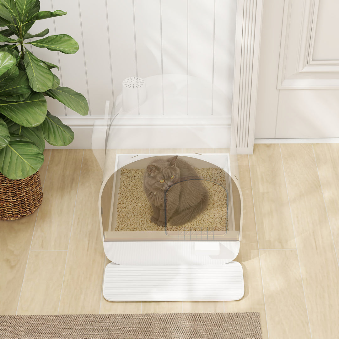 Hooded Cat Litter Box with Slide-Out Tray & Odor Filter