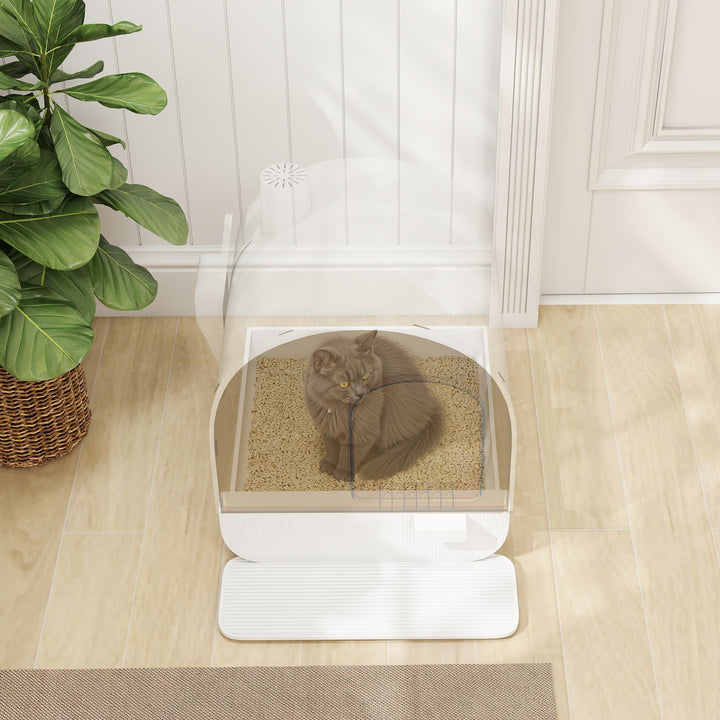 Hooded Cat Litter Box with Slide-Out Tray & Odor Filter