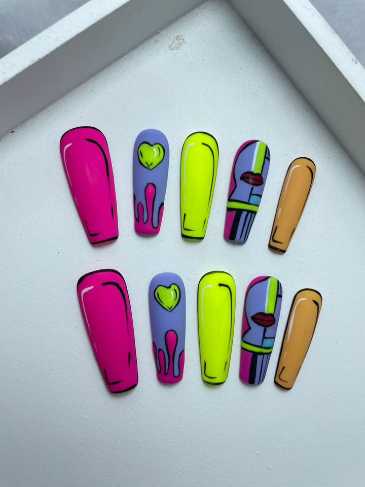 White Temperament Long Handmade Press-On Nails — Elegant Long Lift Shape