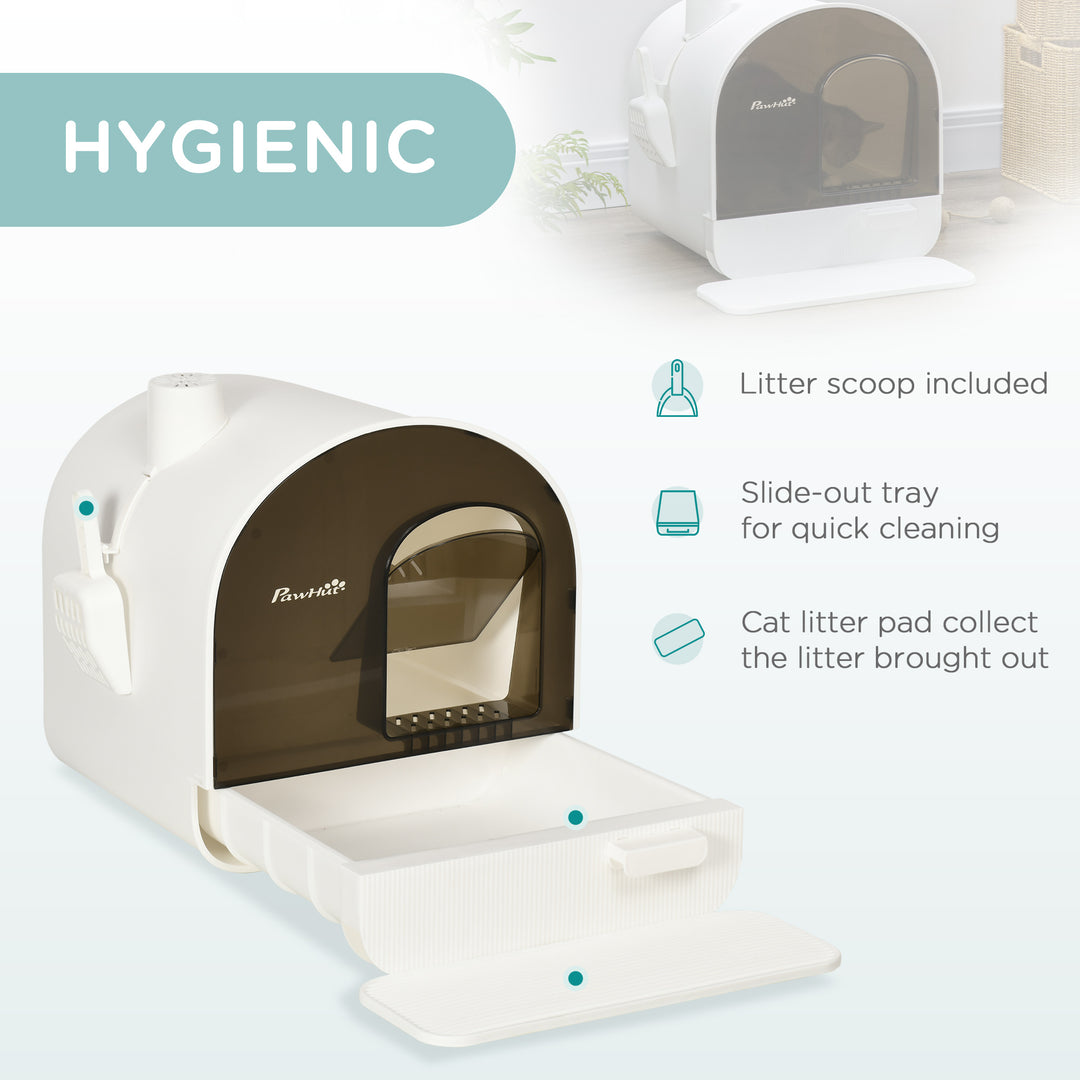 Hooded Cat Litter Box with Slide-Out Tray & Odor Filter