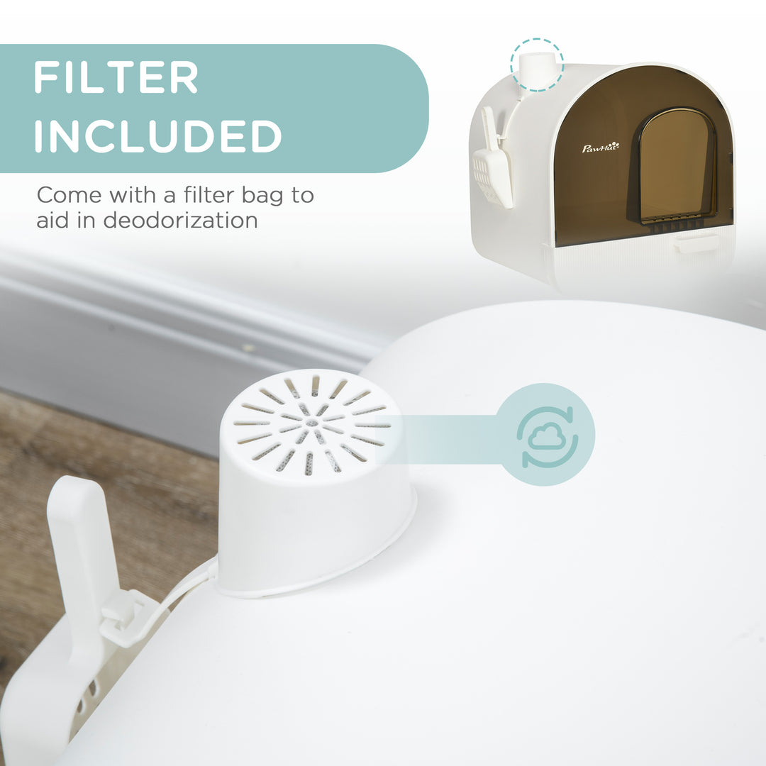 Hooded Cat Litter Box with Slide-Out Tray & Odor Filter
