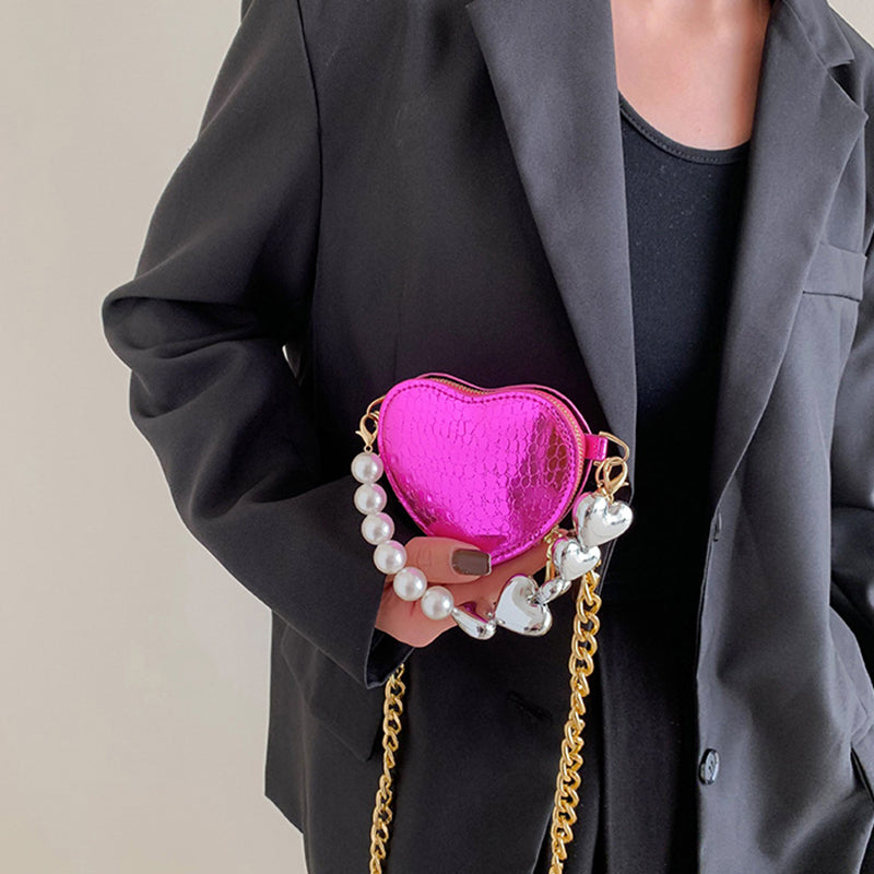 Mini Heart Pearl Handbag – Cute Chain Lipstick Shoulder Bag