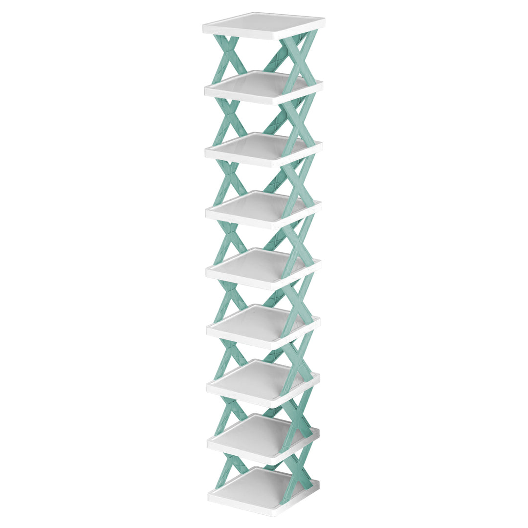 1Pc 9Tier Narrow Entryway Shoe Rack Plastic Vertical Shoe Organizer Space Saving Free Standing Shoes Storage Shelf Closet Hallway