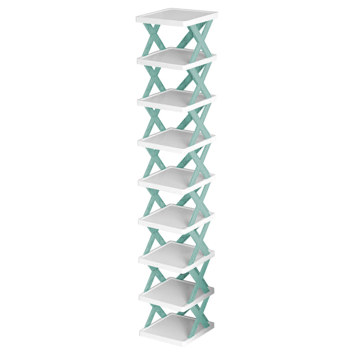 1Pc 9Tier Narrow Entryway Shoe Rack Plastic Vertical Shoe Organizer Space Saving Free Standing Shoes Storage Shelf Closet Hallway
