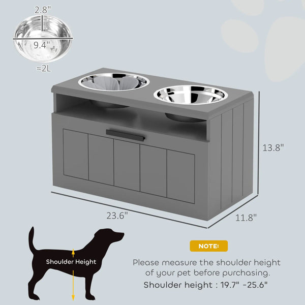 Elevated Dog Bowl Station with Storage – Dual Stainless Steel Dog Feeding Stand