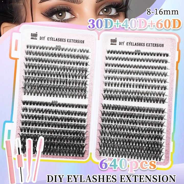 640-Cluster Lash Book Set — 32 Rows of Segmented Lash Fans, Style 1 & Style 2