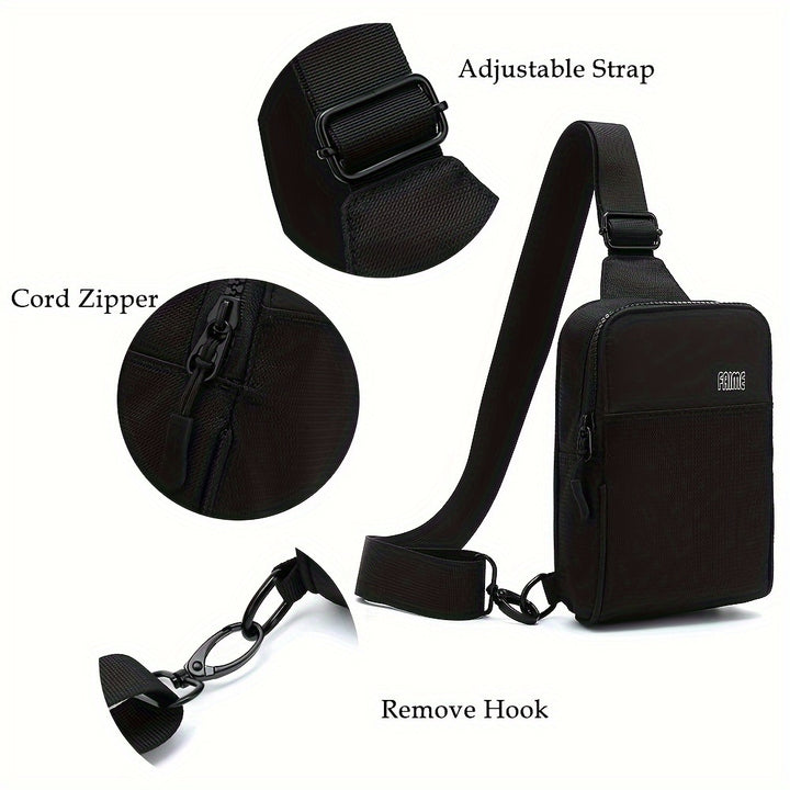 Small Crossbody Bags For Women & Men, Mini Sling Bag Fanny Packs Crossbody Purse, Chest Bag For Travelling, Hiking, Running -Black