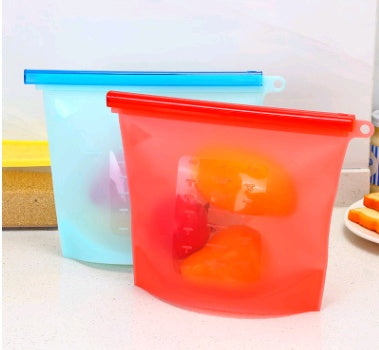 Reusable Silicone Vacuum Seal Fresh-Keeping Bags — Airtight Food Storage Bags for Fridge, Fruit & Meal Prep (4 Colours)