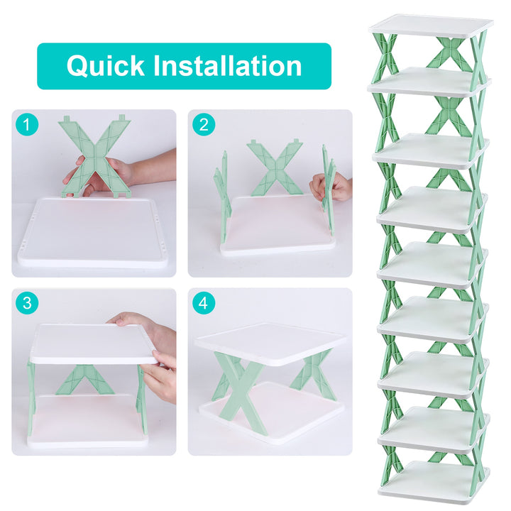 1Pc 9Tier Narrow Entryway Shoe Rack Plastic Vertical Shoe Organizer Space Saving Free Standing Shoes Storage Shelf Closet Hallway