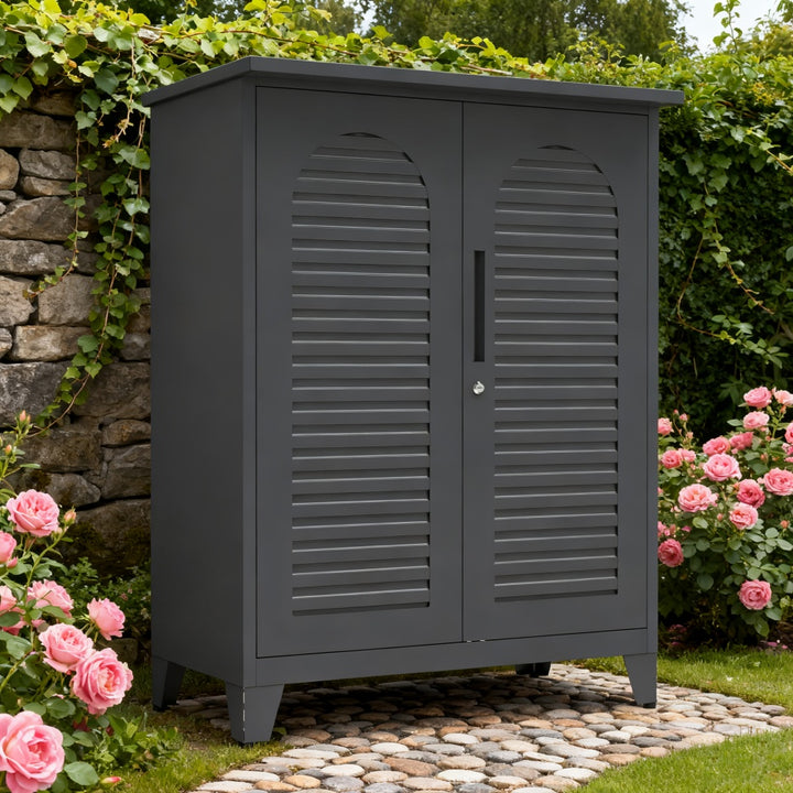 47in Tall Metal Tool Storage Cabinet — Multi-Room Organiser for Garage, Garden, Office & Utility Room (Slate)