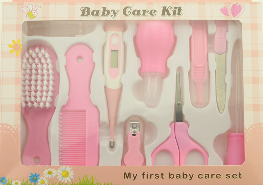 Baby 10-Piece Manicure & Care Kit — Infant Nail Clipper, Thermometer & Nasal Care Set (5 Colours)