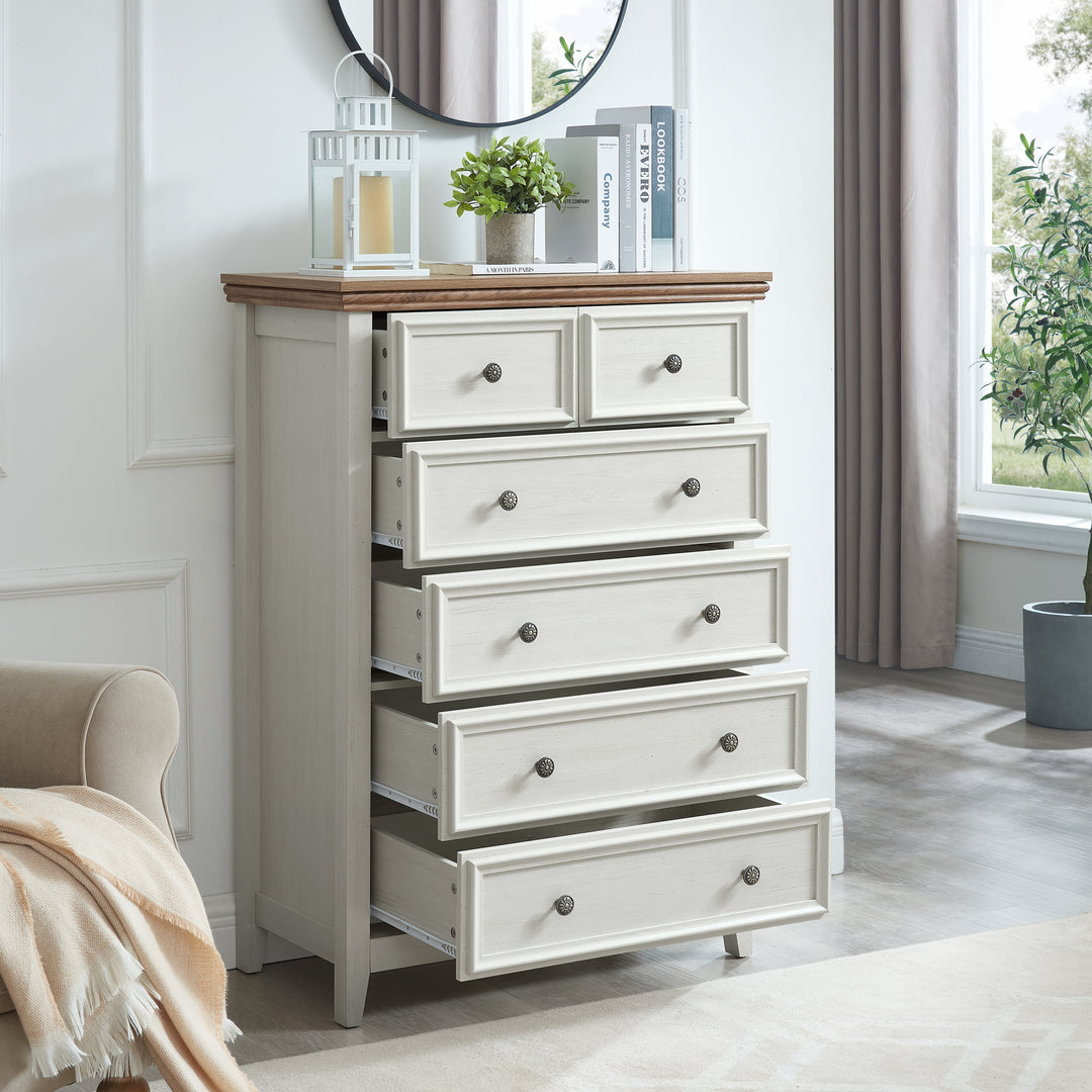 Modern 6 Drawers Dresser 6 Drawers Cabinet,Chest Of Drawers Closet Organizers And Storage Clothes Storage Drawers Cabinet For Living Room, Farmhouse Dresser Organizer BEIGE