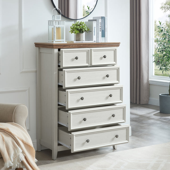 Modern 6 Drawers Dresser 6 Drawers Cabinet,Chest Of Drawers Closet Organizers And Storage Clothes Storage Drawers Cabinet For Living Room, Farmhouse Dresser Organizer BEIGE