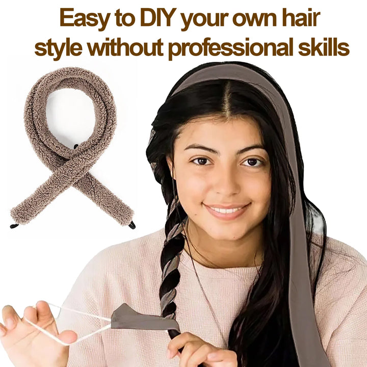 Satin Heatless Hair Curler — Overnight DIY Soft Wave Curls for All Hair Types (Coffee/Light Brown)