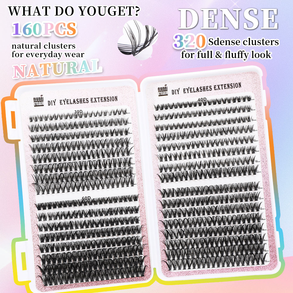 640-Cluster Lash Book Set — 32 Rows of Segmented Lash Fans, Style 1 & Style 2