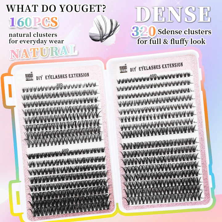 640-Cluster Lash Book Set — 32 Rows of Segmented Lash Fans, Style 1 & Style 2