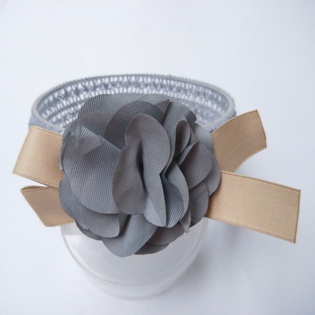 Baby Lace Headband — Soft Elastic Hair Band for Newborns & Infants (Grey, Rose Red, Pink)