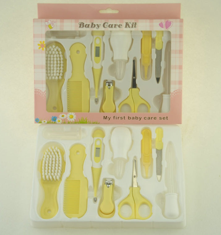 Baby 10-Piece Manicure & Care Kit — Infant Nail Clipper, Thermometer & Nasal Care Set (5 Colours)
