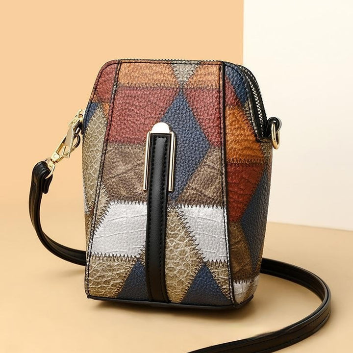 Patchwork PU Leather Crossbody Bag – Women’s Mini Shoulder Messenger Bag