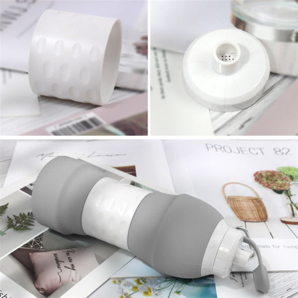 Foldable Silicone Water Bottle — Collapsible Reusable BPA-Free Travel Bottle, 7 Colours