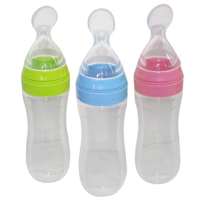 Baby Spoon Bottle Feeder — Squeeze Spoon Dispenser for Puree, Cereal & Baby Food (Multiple Colours & Sets)