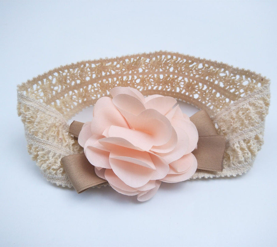 Baby Lace Headband — Soft Elastic Hair Band for Newborns & Infants (Grey, Rose Red, Pink)