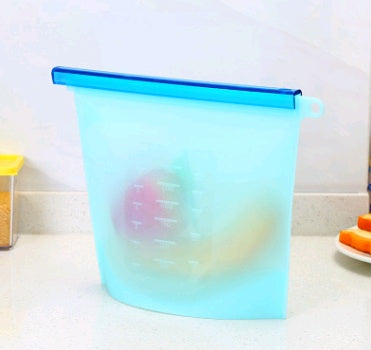 Reusable Silicone Vacuum Seal Fresh-Keeping Bags — Airtight Food Storage Bags for Fridge, Fruit & Meal Prep (4 Colours)