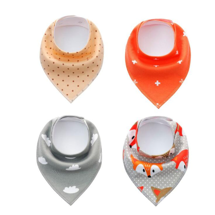 4-Pack Cotton Bandana Baby Bibs — Arrow, Wave & Triangle Print Burp Cloths (Multiple Sets)