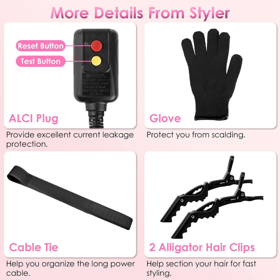 5-in-1 Hot Air Styler — Straightener, Curler, Dryer & Auto-Wrap Brush Set, 3 Temp Settings