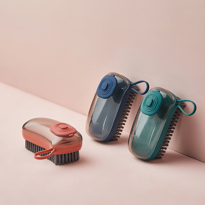 Multifunctional Automatic Liquid Dispensing Cleaning Brush — Soft Shoe, Laundry & Clothes Scrubber (3 Colours + Replacement Heads)