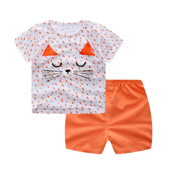 Cartoon Baby Summer Clothing Set — T-Shirt & Casual Outfit for Baby Boys & Girls (Multiple Animal Designs)