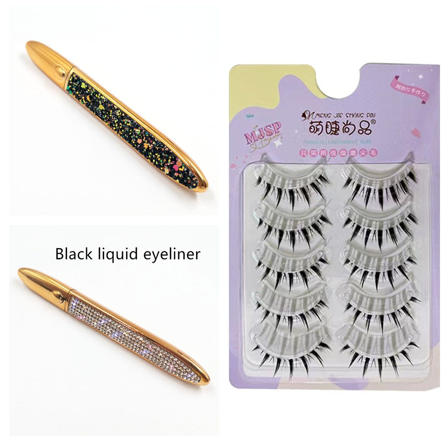 Self-Adhesive Eyeliner False Lashes — 25+ Styles, 3 Liner Colours (Black / Coffee / Transparent)