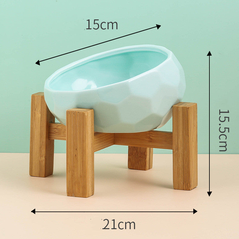 Elevated Ceramic Cat Bowl – Modern Pet Feeding Bowl with Optional Wooden Stand