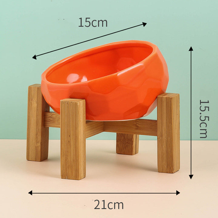 Elevated Ceramic Cat Bowl – Modern Pet Feeding Bowl with Optional Wooden Stand