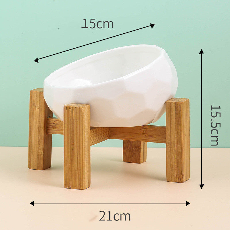 Elevated Ceramic Cat Bowl – Modern Pet Feeding Bowl with Optional Wooden Stand