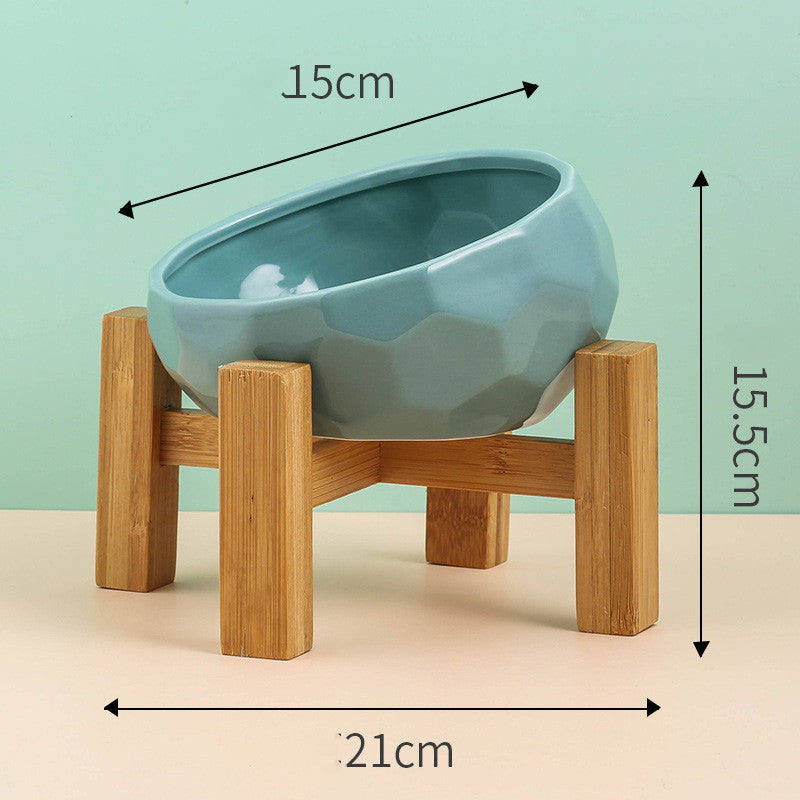 Elevated Ceramic Cat Bowl – Modern Pet Feeding Bowl with Optional Wooden Stand