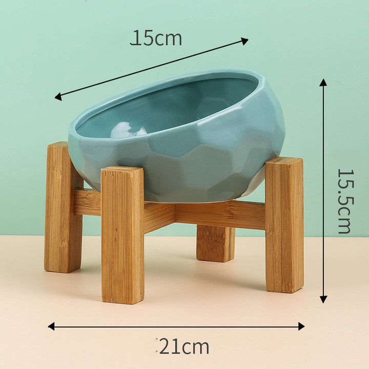 Elevated Ceramic Cat Bowl – Modern Pet Feeding Bowl with Optional Wooden Stand