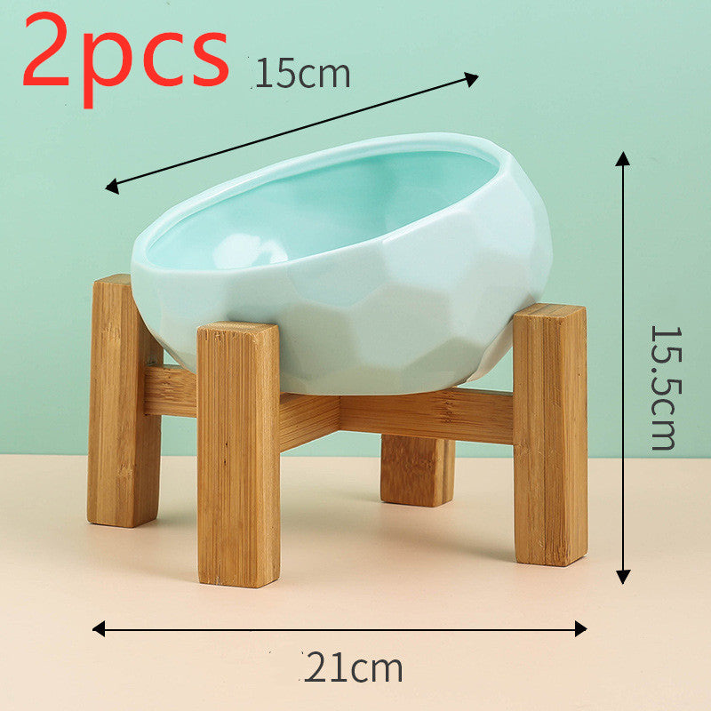 Elevated Ceramic Cat Bowl – Modern Pet Feeding Bowl with Optional Wooden Stand