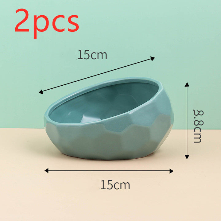 Elevated Ceramic Cat Bowl – Modern Pet Feeding Bowl with Optional Wooden Stand